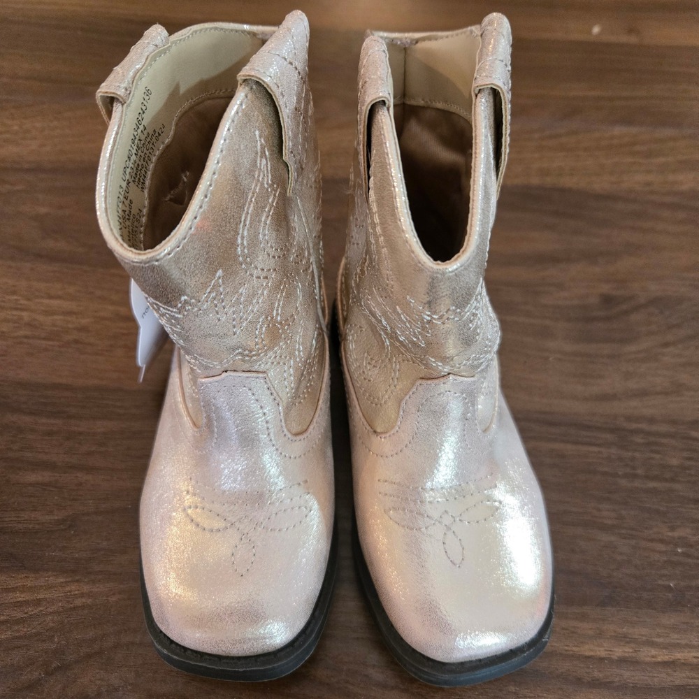 BNWT wonder nation Kids Metallic Rose Gold Cowboy Boots - Picture 4 of 7